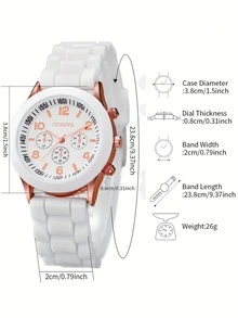 1 件时尚休闲女士硅胶石英腕表，舒适硅胶表带，适合日常休闲佩戴，是理想的礼物之选 - 彩色 - 查看 4