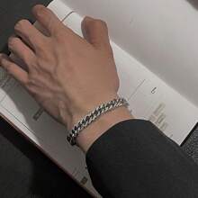 1pc Men's Simple Stainless Steel Chain Bracelet, Fashion Accessory