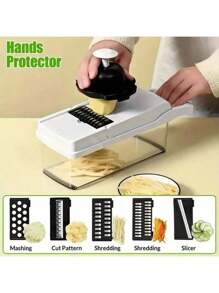 1 Picador de cebolla, máquina de cortar multifuncional, herramienta de procesamiento de ingredientes, picador de cebolla con canasta de drenaje, picador de zanahoria y ajo con contenedor, utensilios de cocina, accesorios de cocina, adecuado para el hogar/restaurante para un picado rápido