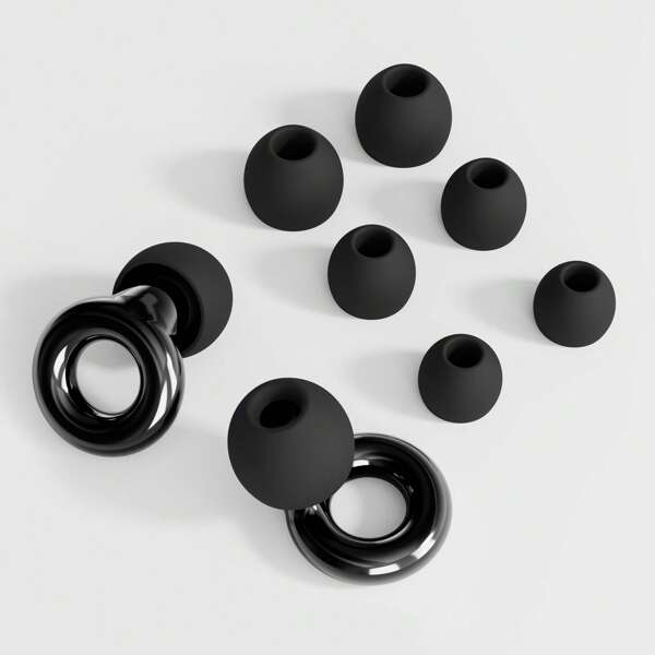 HUAK 1 Pair Electroplated Ear Plugs, Silicone Material, Concert Earplugs, High-Fidelity Hearing Protection Noise-Proof, Suitable For Work And Noise Sensitive, 4 Pairs Of XS, S, M, L Noise-Proof Earplugs