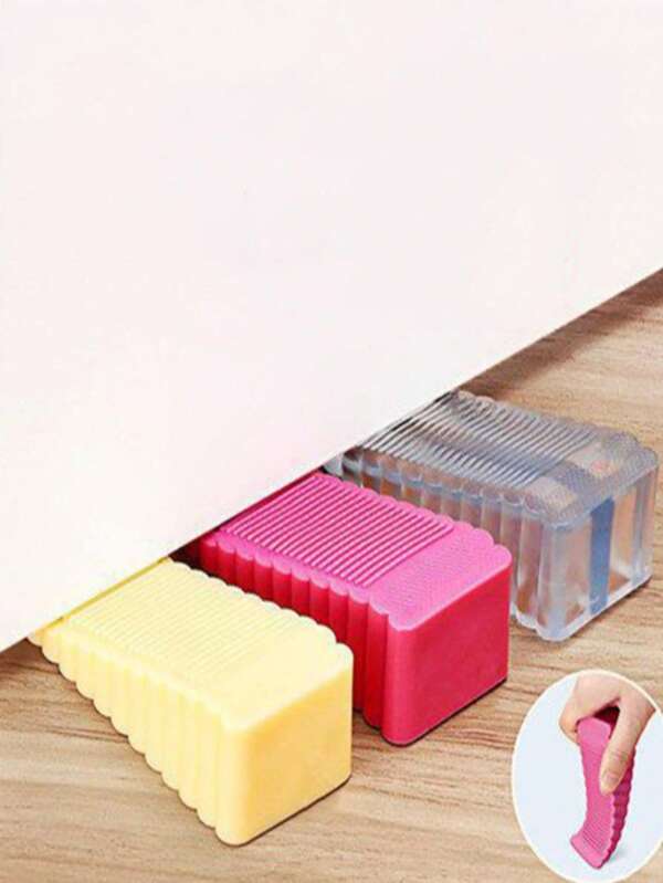 2pcs Color Random Windproof Door Blocking Collision Proof Door Plug Door Blocking No Punching Creative Silicone Door Blocking, School Supplies, Back To School