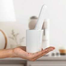 1 zestaw porcelanowego małego moździerza i tłuczka, ceramiczny zestaw młynka do ziół i kruszarki do tabletek, miniaturowy biały ceramiczny zestaw moździerza i tłuczka, głęboka ceramiczna misa z tłuczkiem i moździerzem, zestaw młynka i kruszarki do przypraw, misa do mielenia przypraw i ziół, duża kruszarka do tabletek, nadaje się również do kruszenia przypraw, ziół itp.