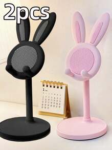 2pcs Desktop Accessories Cartoon Cute Bunny Desktop Cell Phone Holder Tablet Universal Adjustable Telescopic Lift Students Lazy Stand Desktop Accessories For The Living Room Bedroom And Other Scenes Home Goodies Convenient Life