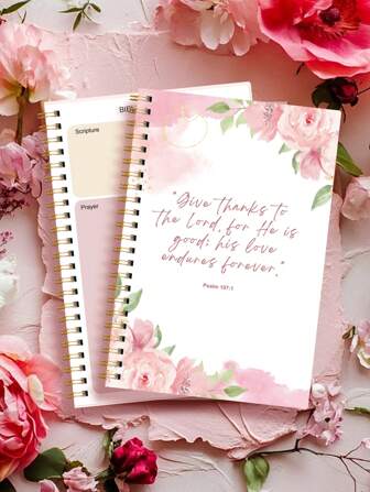 1本圣经学习日志笔记本，52周圣经学习指南，每日祷告日志，教会笔记，信仰礼物，男女皆宜，学校办公用品，朋友新年礼物，送给女性的礼物，圣诞袜填充物