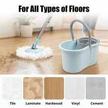 Spin Mop And Bucket With Wringer Set,360° Mop And Bucket System With 3 Microfiber Mop Refills And 50" Extended Handle For Floor Cleaning - Màu xanh lam - Xem 8