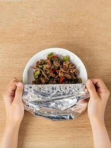 铝箔食品盖，可拉伸隔热盖，用于保持食物新鲜，密封剩余容器、锅碗瓢盆，耐热餐桌保温铝箔盖 - 彩色 - 查看 3