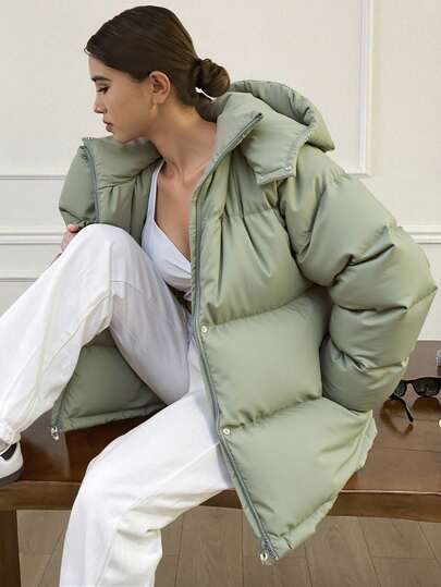 Livesso 拉链连帽加厚口袋外套，女士冬季外套夹克