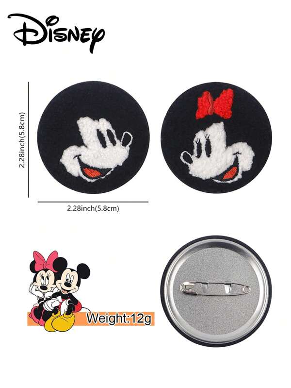 Disney 2PCS Disney Cartoon Character Cute Badge Plush Brooch Mickey Backpack Ornament