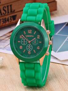 1pc Fashionable And Casual Silicone Quartz Wristwatch For Ladies, Comfortable Silicone Strap, Suitable For Daily Casual Wear And Is An Ideal Gift Choice - Multicolor - View 18