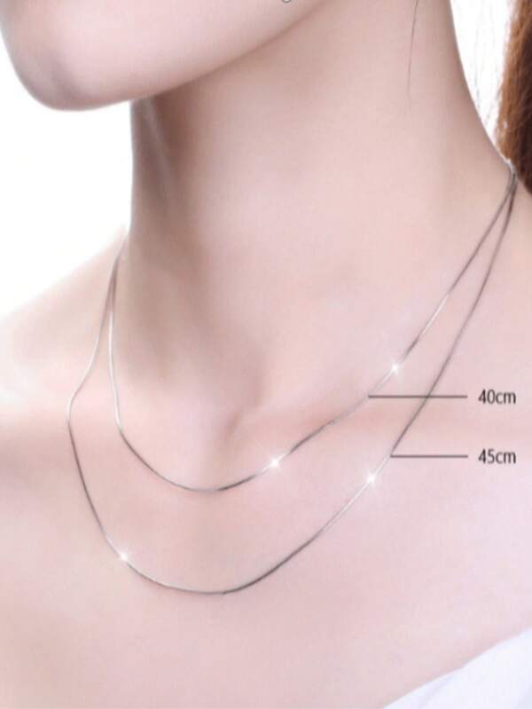 2pcs/Set Minimalist Stainless Steel Snake Bone Chain Necklaces, Layered Delicate Unique Design