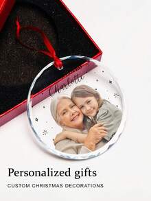 Customized Christmas Tree Ornaments, Personalized Text And Photos, Car Interior Rearview Mirror Ornaments, Christmas Gifts, Star Fireworks And Snowflake Ornaments, Personalized Christmas Decoration Ornaments, Multi-Functional, Ornamental, Exquisite, Stylish, Colorful, Modern, Custom, Ideal Gifts For Her, Tea Room, Home, Garden, Office, For Anniversaries,Fall Decor,Elegant Living,Artful Living