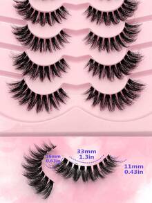 Asiteo 7 Pairs 3D Transparent Natural Wispy Mink Lashes, Fluffy Curly Cat Eye Eyelashes - 黑色 - 查看 6