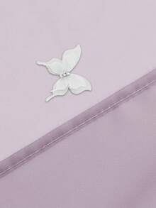 含 1 件涤纶薄纱窗帘杆，6 件白色蝴蝶装饰，纯色，经典设计，含杆，可过滤卧室、客厅窗户的阳光