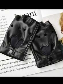 女士垃圾朋克 PU 皮革铆钉五指手套，角色扮演服装舞蹈爵士风格手套驾驶 PU 皮革性能无指手套配饰，Y2K 风格。
