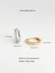 1pc 925 Sterling Silver Hoop Earrings, Hypoallergenic Gold Cartilage Hoop, For Women And Men Daily Wear(Sold As 1piece, Not 1 Pair) - Polished Hoop Earrings - View 7