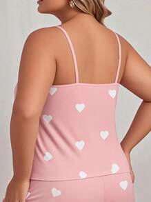 1 szt. Koszulka damska z nadrukiem w kształcie serca w dużych rozmiarach, śliczna koszulka bez rękawów z okrągłym dekoltem i ramiączkami typu spaghetti, odkryte ramiona i plecy, odpowiednia na wiosnę i lato