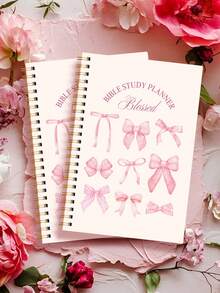 BUBU 每日圣经学习日志笔记本，1本圣经学习计划本，个性化每日晨祷日志，笔记记录，信仰主题礼物，男女皆宜，学校办公用品，教师节礼物，母亲节礼物 - 典雅粉 - 查看 9