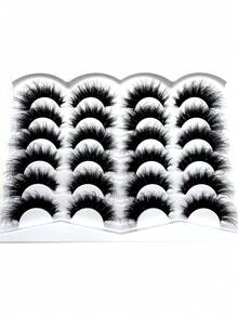 New 12 Pairs 3D Faux Mink Lashes Natural Thick Dramatic Fluffy Extended Eyelashes Wispy Lashes Natural Look 3D False Eyelashes D Curl Russian Strip Lashes Full False Eyelashes Travel Essentials Makeup Tools - Black - View 5