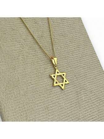Colar Folheado a ouro - Pingente estrela de Davi com borda amassada