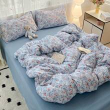 3pcs Minimalist Digital Printed Soft & Comfortable Bedding Set, 1*Duvet Cover + 2*Pillow Shams, No Filler, Skin-Friendly Peach Skin Printed Bedding Set, Suitable For Bedroom, Guest Room, King/Queen/Twin Size Bed, Breathable & Comfortable, Reversible, All Season, Machine Washable