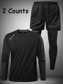 Herren Lässig Sportanzug, Outfit mit Buchstaben Muster für Outdoor, Fitness, Läss, Team, geeignet für Frühling, Herbst und Winter