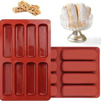 2/1 pezzo Stampo in silicone rosso riutilizzabile: adatto per pane fatto in casa e stampi per spuntino in silicone, stampi per pane, stampi per barrette di avena, stampi, stampi per prodotti da forno fatti in casa, stampi per cottura fatta in casa