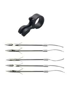 1 Set Outdoor Fishing Tools, 5pcs Stainless Steel Fishing Floats + 1pc Accessory Ring, Slingshot Accessories Suit For Outdoor Shooting Entertainment And Hunting Games, Perfect Gift For Slingshot Enthusiasts