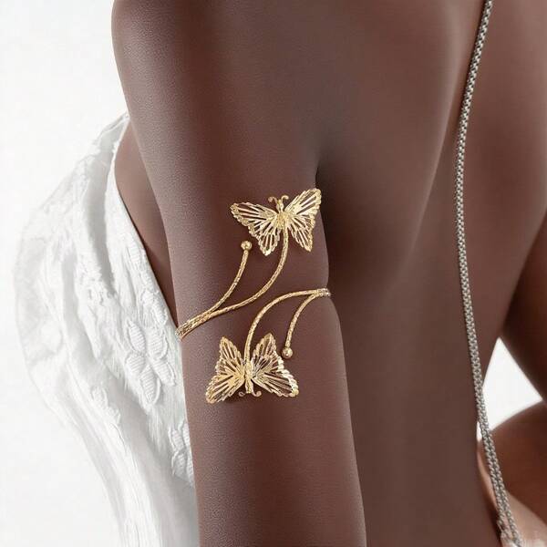 1 stuks damesarmband met metalen armband in vlindermotief, zomerse strandmode, hoogwaardige gouden sieradenarmband