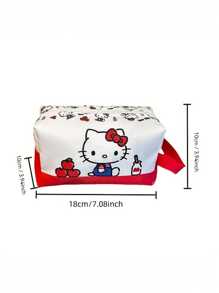 Sanrio 1 PC Sanrio For Hello Kitty Large Capacity Makeup Bag With Red Handle - Cute Cartoon Design, Ideal For Travel & Organizing Bathroom Essentials | Perfect Holiday Gift Bag, Bathroom Organizer Bag|Playful Accessory|Durable Fabric, For Hello Kitty Accessories