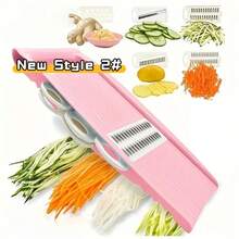 多功能手持式曼陀林切片机，带食物架 - 可调节不锈钢刀片，握感舒适，功能齐全，可用洗碗机清洗，易于清洁 - 是快速精确切片水果和蔬菜的理想选择，尤其适合切土豆、柠檬等 - 厨房必备小工具，简单方便