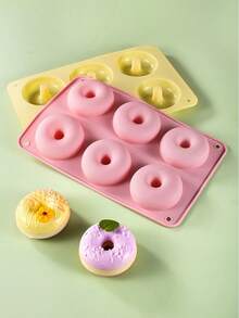 1个硅胶甜甜圈模具，马卡龙色6孔圆形甜甜圈烤盘，DIY烘焙模具，空心蛋糕模具，面包烤盘，不粘硅胶甜甜圈烤盘，巧克力蛋糕甜甜圈，姜饼甜甜圈，硅胶甜甜圈烤盘，硅胶材质，不粘模具，易于脱模，适用于自制蛋糕 - 彩色 - 查看 3