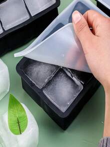 4/6/8 格大冰格模具盒（大号带盖），硅胶冰格方形模具 DIY 酒吧酒馆冰块制作器（黑色），冰块，硅胶模具，冰格模具，万圣节，厨房配件，厨房 - 彩色 - 查看 9