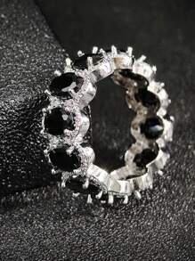 MOONSO 1 Stück eleganter und luxuriöser ovaler Design Strass Ring für Hochzeit/Jahrestag Feier für Frauen R4574