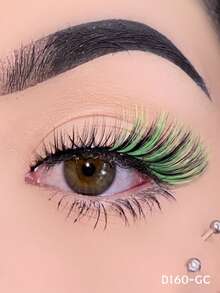 1 Pair Shiny Ombre Faux Mink Eyelashes, Shiny Natural Long And Fluffy, Suitable For Party, Makeup, Cosplay And Other Occasions - Multicolor - View 12