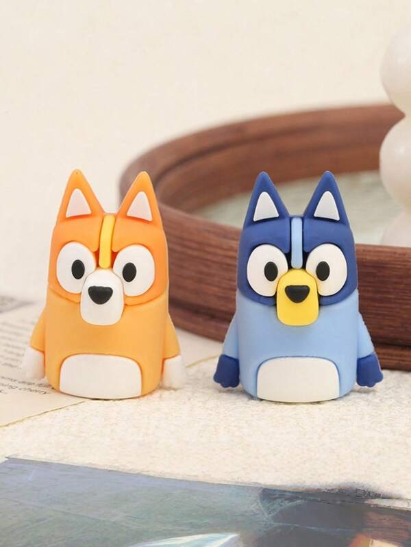 Bluey 1/2 piezas Sacapuntas de lápiz de plástico suave de PVC con diseño de Bluey el personaje de dibujos animados, sacapuntas manual portátil, artículos de papelería esenciales para la escuela y la oficina