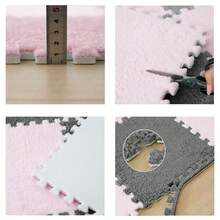 10 piezas Alfombra de piso de peluche suave, 30 x 30 cm Alfombra de piso de empalme para dormitorio, sala de estar, ventana, decoración del hogar - Multicolor - Ver 4