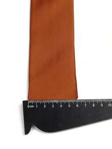 ZLQ&GOU 2-częściowy zestaw krawatów i poszetek w jednolitym kolorze rdzawobrązowym, minimalistyczny krawat w paski i chusteczka, odpowiedni do noszenia na co dzień w biznesie, prezent