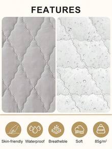 1pc Waterproof Fitted Sheet, Bedding, Stitch Fitted Sheet, Skin-Friendly Fitted Bed Sheet, Mattress Cover, Soft And Comfortable Bedding For Bedroom, 11.8 Inch Deep Pocket Cooling Breathable Quilted Fitted Sheet For Twin, Full, Queen And King All Sizes, Solid Color Mattress Protector For Father's Day Gift, Room Decor, Soft Cover For Mattress Protector And Mattress Topper, Dustproof, Machine Washable - 灰色 - 查看 5