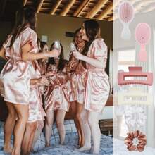 18-Piece Wedding Banquet Gift Set - Elegant Satin Headbands And Accessories Set, Including 6 Bridal Shower Headbands, 6 Square Clips And 6 Combs, Suitable For Weddings And Birthday Celebrations. This Party Supplies Set Can Be Used As Proposal Gifts, Single's Party Supplies And Wedding Party Gifts.