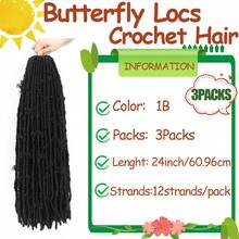 Tóc giả móc hình bướm nhẹ 24 inch dài uốn cong hình bướm giả - màu đen - Xem 20