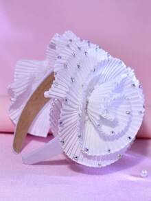 1 件夸张玫瑰头带，带有优雅波浪蕾丝和宽发饰，适合节日派对舞蹈表演装扮和配饰，发带，发箍，秋季 - 彩色 - 查看 9