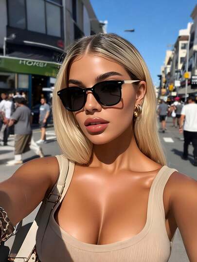 1 件女士几何个性化优雅现代简约风格时尚眼镜，适合户外旅行音乐节街拍配饰女士沙滩配饰眼镜太阳镜基础款秋冬女士服装商务休闲礼物，适合夏季海滩度假、户外、旅行