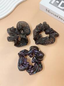 2pcs/3pcs/4pcs/5pcs Women Elegant Rhinestone Spiral Hair Scrunchies, Ponytail Holders, Suitable For Daily Hairstyle Decoration, Satin Simple Elegant Fashion Hair Ties, Bohemian Style Hairbands Head Accessories Elastic Band - Multicolor - View 16