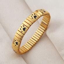 1PC Stylish And Simple Elastic Stainless Steel Bracelet With Paw Prints And Leopard Print Patterns, Suitable For Women's Daily Wear And As A Holiday Or Birthday Gift