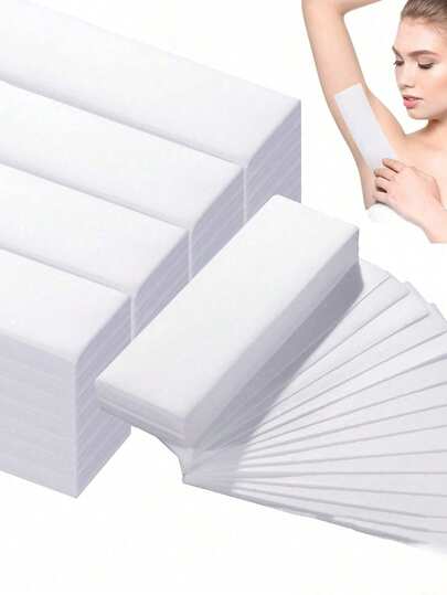 1包面部脱毛蜡纸，无痛脱毛纸，无纺布蜡纸，一次性使用，比基尼脱毛蜡纸，脱毛蜡纸，沙龙级品质，易于使用，令肌肤光滑，适合女性面部脱毛，家用脱毛套装，芦荟香味，温和快速去除眉毛、唇部、身体、腿部和比基尼线的毛发