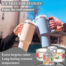 Silicone Ice Tray Set Designed For   - Fits 20-40 Oz Glass And  Cups, Upgraded With 4 Compartment Silicone Cylinder Ice Molds, Multipurpose Ice Tray For Various Beverages,7798481 - 灰色 - 查看 2