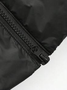 Livesso 女士宽松长款连帽羽绒服，长袖，冬季女装，女士冬装外套 - 黑色 - 查看 6