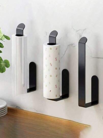 No Need To Drill Holes For Your Plastic Paper Towel Holder In The Kitchen. This Self-Adhesive Holder Can Be Used As Both A Towel Bar In The Bathroom And A Wall-Mounted Towel Ring, Perfect For Hanging Hand Towels In The Toilet.