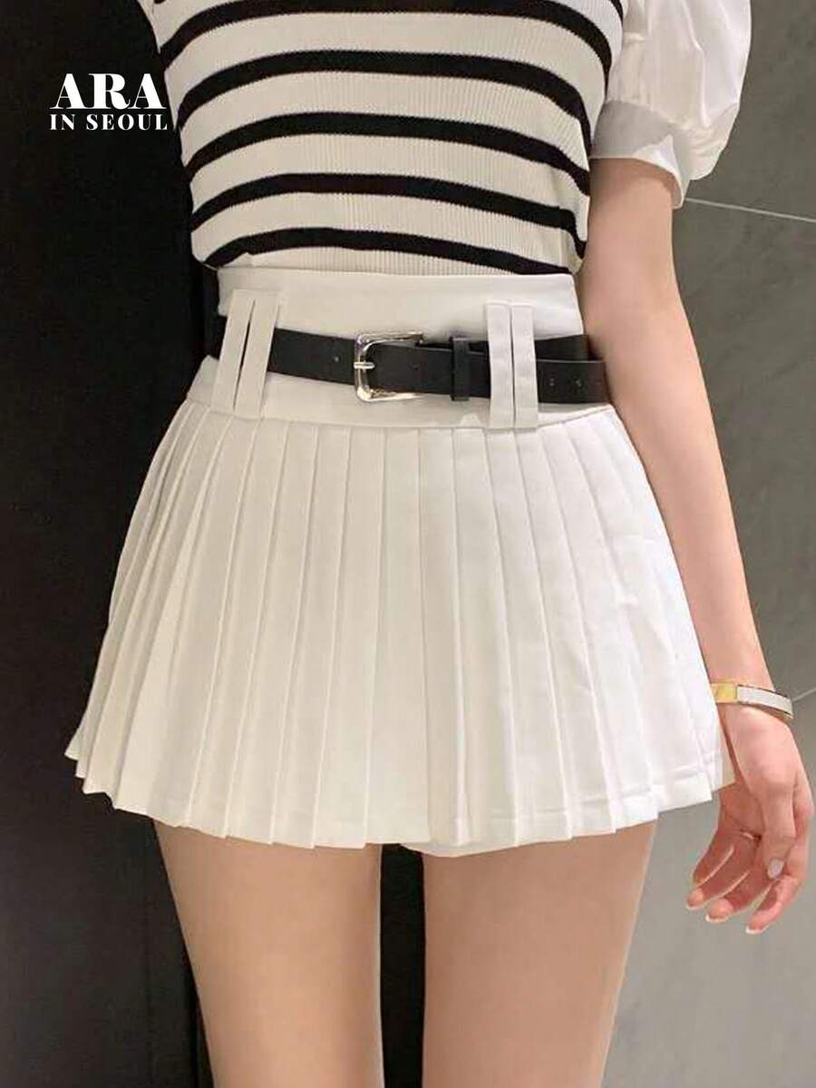 ARA CHIC 女士休闲学院风 JK 迷你裙 - 修身 A 字百褶裙，适合度假、约会、蛋糕裙款式，全新秋冬系列 - 查看 1