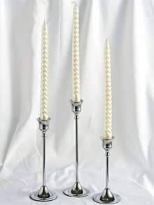 6pcs/3pcs Set Gold Metal Conical Candle Holders, Romantic European Style Home Candlelight Dinner, Wedding Decor, Room Decor, Home Decor, Suitable For Multiple Occasions Like Christmas, Halloween, Easter, Thanksgiving, Wedding, Party, Hotel - Durable, Easy Assembly (Candles Not Included) - Silver - View 8